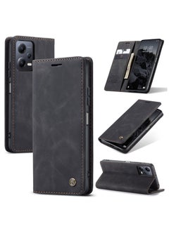 Buy CaseMe RedMi Note 12 5G /XiaoMi Poco X5  5G Case Wallet Case Book Folding Flip Folio Case with Magnetic Kickstand Card Slots Protective Cover - Black in Egypt