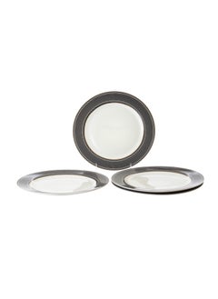 Buy flat porcelain dinner plates 4 Piece with black and gold design 27 cm in Saudi Arabia