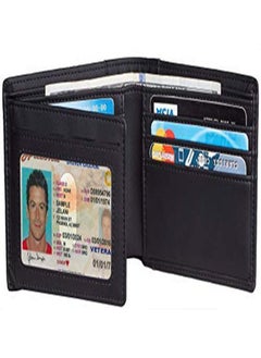 اشتري Leather Wallet Large Banknote With Loose-leaf Multi-card Slot Super Large Capacity Anti-theft Brush 30% Folding Men's Classic Style Wallet في السعودية