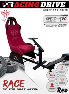 اشتري GXM Next Level Racing Stimulator Cockpit for All Logitech G923|G29|G920|FlashFire F111|Megacom Wheels|Thrustmaster|Fanatec Wheels|PlayStation 5/4|Xbox Series S/X|PC Platforms w/Shifter Holder, Red في الامارات