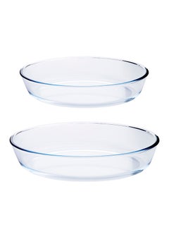 Buy 2pc Borosilicate Glass Oval Baking Tray 2.4L & 3L Combo Set in UAE