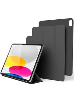 Buy Magnetic Folio iPad 10th Generation Case Cover (2022) 10.9 inch [Magnet Integrated Back Plate attaches to Metal Surfaces] - Dark Gray in UAE