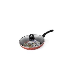 Buy Bister 21DV-JP1024LFrypan WIth Glass Lid Red & Black 32.0cm in Saudi Arabia