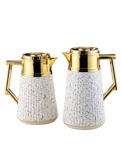 Buy Royal Camel Thermos Set Of 2 Pieces For Coffee And Tea  Golden/White Granite1 Liter And 0.5 Liter in Saudi Arabia