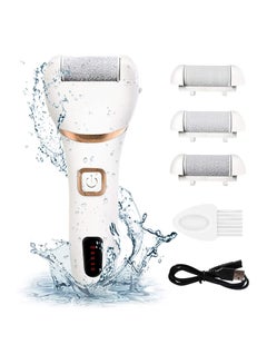 Buy Electric Callus Remover Rechargeable Feet Pedicure IPX7 Waterproof Design For Dryed Skin With 3 Roller Heads, 2 Speed in Saudi Arabia