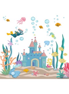 Buy Removable 3D Cartoon DIY Under The Sea World Wall Decals Castle and Seaweed Wall Stickers Ocean Fish Wall Decor for Girls Bedroom Kids Bathroom Home Walls Living Room Decoration Multi in UAE