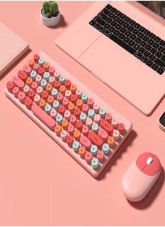 اشتري Wireless Business Office Keyboard Mouse Colorful 86-Key Keyboard 3-Key Mice USB Receiver Connection Desktop Computer Accessories Pink في الامارات