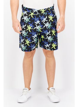 Buy Men Allover Print Shorts, Black/Blue Combo in UAE