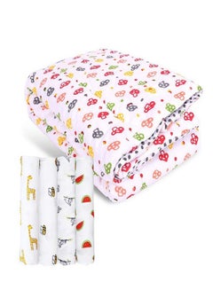 Buy Organic Cotton Baby Bedding Gift Combo - 0-3 Year-110X120 Ac Quilt And Pack Of 4 - Muslin -Animals in UAE