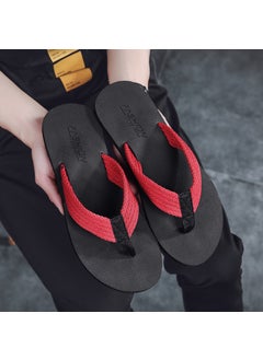 اشتري Mens Slippers Summer 2023 New Arrival Flip-Flops Casual Non-Slip Korean Style Fashionable Sandals Distinctive Sandals Beach ShoesRed Red في السعودية