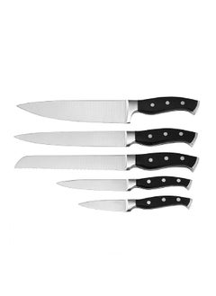 Buy 6-Piece Stainless Steel Durable Kitchen Knife Set Black and Silver 22.2 x 10.7 x 35.5 cm AH01-A in Saudi Arabia