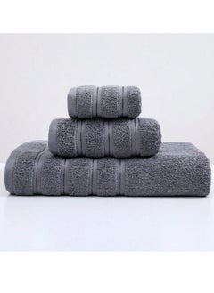 Buy 3 Pcs Luxury Bath Towels Set, Combed Cotton Bathroom Towels, Lint Free Soft Absorbent, 1* Bath Towel, 1* Hand Towel, 1* Face Towel(Grey) in Saudi Arabia