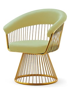 اشتري Makeup Vanity Chair Modern Dining Chair Stool with Backrest Gold Metal Legs and Elegant Tufted Back في الامارات