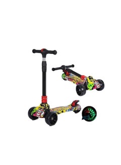 Buy Kid's Scooter 3-Wheel Mini Adjustable Foot Scooter Height-Adjustable PU With LED Light Wheels Best For Gifts For Children From 3 To 12 Years Old in Saudi Arabia