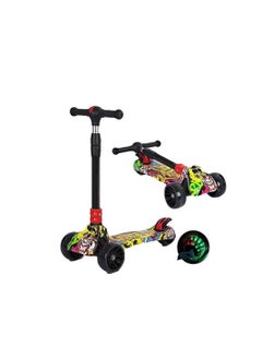 Buy Kid's Scooter 3-Wheel Mini Adjustable Foot Scooter Height-Adjustable PU With LED Light Wheels Best For Gifts For Children From 3 To 12 Years Old in Saudi Arabia