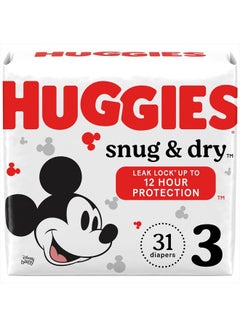 Buy Huggies Size 3 Diapers, Snug & Dry Baby Diapers, Size 3 (16-28 lbs), 31 Count in UAE