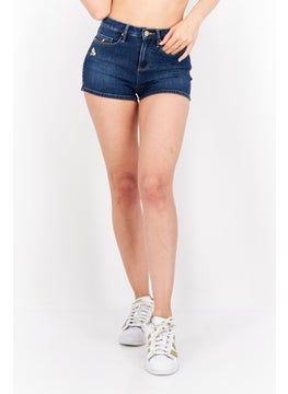 اشتري Women Regular Fit Washed Denim Shorts With Charms, Blue في الامارات