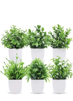 Buy Deer Rose Artificial Artificial Plants with Vases for Bedroom Living Room Decoration 6 Piece - Green in Egypt