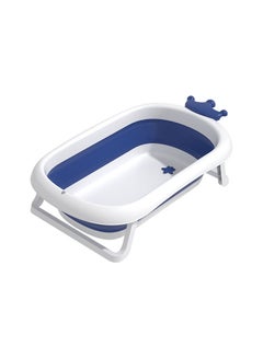 Buy Baby Bathtub With Cushion Foldable Portable Suitable For Newborn & Toddler Anti Slip Skid Proof Blue in UAE