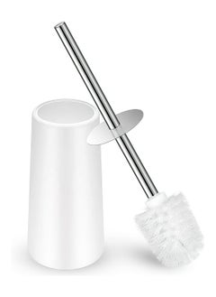 اشتري Toilet Brush and Holder White Toilet Bowl Brush Set with Stainless Steel Handle Durable Bristles for Deep Cleaning Compact Bathroom Brush Save Space Good Grip Anti-Drip في الامارات