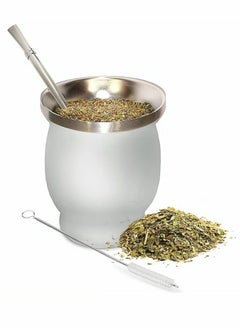 Buy Yerba Mate Tea Cup, Stainless Steel Double Walled Easy Wash Household Insulation Cup, Mate Gourds for Yerba Mate Loose Leaf Drinking with Bombilla Straw, White Color, 230 Ml in UAE