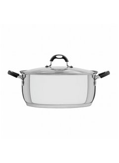 Buy Solar Silicon 30cm 8.9L Stainless Steel Shallow Casserole with Tri-ply Bottom in UAE