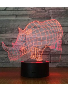 اشتري Night Light 3D Rhino 7 Color Night Light Acrylic Gift Energy Saving LED Light Furniture Decoration Rhino في الامارات