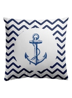 Buy Nautical Wind Ship Anchor Stripe Printing Pillow Cover Cotton Blue/White 45 x 45centimeter in Saudi Arabia