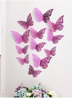 اشتري 12pcs/set 3D Butterfly Sticker, Simple Hollow Out Design Butterfly Wall Sticker For Home Decoration في الامارات