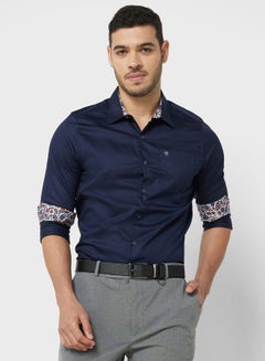 Buy Men Blue Relaxed Pure Cotton Casual Sustainable Shirt in Saudi Arabia