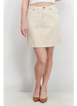 اشتري Women Sienna Stripe High Rise Mini Skirt, Beige في السعودية