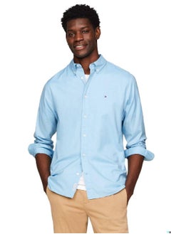 Buy Men's Th Flex Regular Fit Shirt -  Pure cotton poplin, Blue in UAE