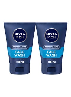 Buy Face Wash Cleanser Protect And  Care Active Charcoal Pack of 2 in UAE