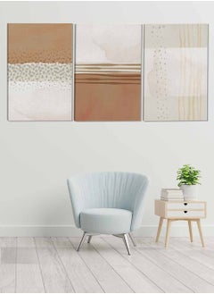 Buy Set Of 3 Framed Canvas Wall Arts Stretched Over Wooden Frame Brush Abstract Paintings For Home Living Room Office Decor in Saudi Arabia