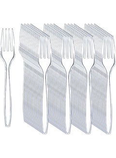Buy Clear Plastic Fork - Heavyweight Disposable Fork, Heavy Duty Clear Cutlery - Plastic Utensils - Perfect For Parties And Restaurants - 50 Pieces. in UAE