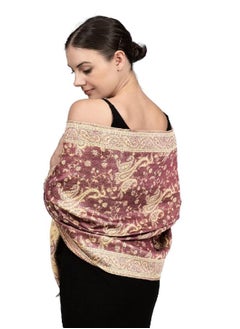 Buy Achillea Soft Silky Reversible Paisley Pashmina Shawl Wrap Scarf w/Fringes (Violet) in UAE