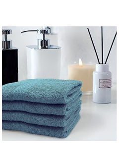 اشتري Daffodil (Light Blue) Premium Face Towel (30x30 Cm-Set of 6) 100% Cotton, Highly Absorbent and Quick dry, Hotel and Spa Quality Bath linen with Stripe Diamond Dobby-500 Gsm في الامارات