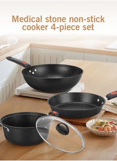 Buy Cooking Set Non Stick Pots and Pans Set Induction Cookware Set Stackable Kitchen Cookware Pans for Cooking in UAE