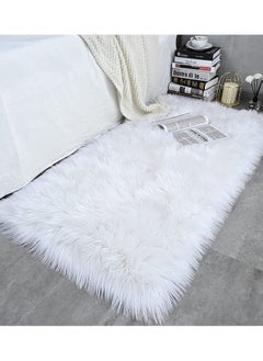 Buy Soft Faux Fluffy Area Rug Luxury Floor Mat Area Rug Plush Sofa Cover Decor Mat for Floor Area Rug 2ft x 3ft, White in UAE