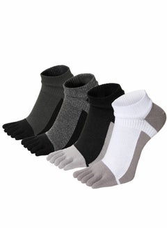 اشتري Men's Toe Socks Crew Cotton Five Fingers Socks Low Cut Running Athletic Socks 4 Pairs Size 7-11 في الامارات