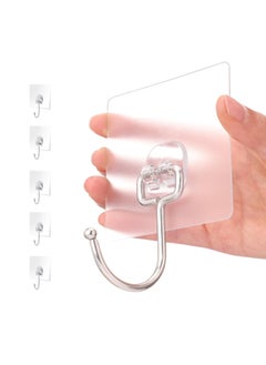 Buy 10pcs Large Hooks 7x7cm, All Purpose Adhesive Hooks For Hanging, Heavy Duty Hold 17 lb (Max), Waterproof Adhesive Hooks Stick on Wall, Hooks To Organise In Kitchen or Home, Stick On Any Surface in UAE