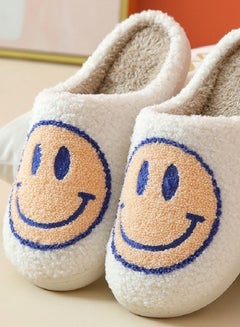 Buy Winter Warm Smiley Face Designed Bedroom Slippers White/Yellow for Men Women in UAE