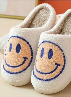 Buy Winter Warm Smiley Face Designed Bedroom Slippers White/Yellow for Men Women in UAE