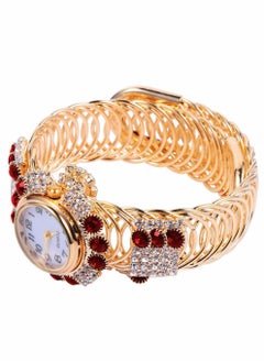 Buy Women's Watches, Quartz Shiny Gold Watch with Crystal Rhinestones Diamonds, for Women Wrist Jewelry, Fashion Ladies Bracelet Bracelet Watch (Ruby) in Saudi Arabia