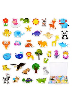 اشتري Wooden Animal Magnets, 36Pcs Cartoon Magnetic Animal Fridge Magnets for Magnetic Whiteboards, Photos, Maps, Office Stickers, Refrigerator Magnets Cute Educational Learning Toys for Kids في السعودية