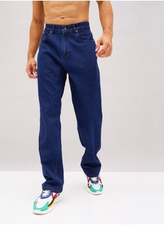 Buy Mid Rise Dark Wash Relaxed Fit Jeans in Saudi Arabia