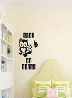 اشتري Decorative wall sticker - Baby on board Owl and Butterfly (60x80cm, black) في مصر