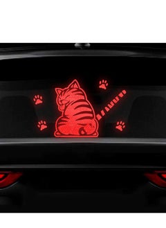 اشتري Car Reflective Wiper Stickers, Rear Wiper Decal Funny Cat Moving Tail Waving Wiper Decal, Highly Reflective Vinyl Safety Warning Reflective Stickers for Cars Rear Wipers Windshield Stickers (Red) في الامارات