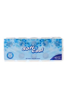 Buy Pack Of 10 Rolls Soft N Cool Toilet Roll 400 Sheets in UAE