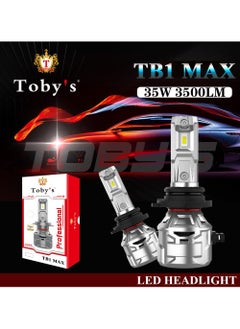 Buy Toby's TB1 MAX 9005 2 Pieces 70W/Pair Original Tested LED Headlight Bulb Assembly 6000 Lumens 35W/Piece Xtreme Bright With Color Temperature 6500K in UAE